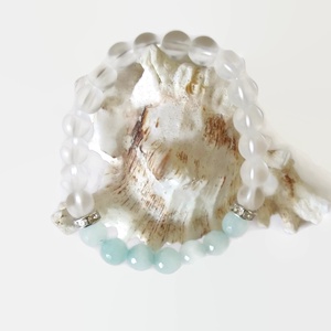 Matt hegyikristály - fazettált amazonit ásvány karkötő  -  - Meska.hu