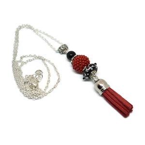 Piros fekete bojtos nyaklánc pandora gyönggyel -  - Meska.hu