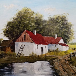 Öreg tanyám című festmény, Művészet, Festmény, Akril, Festészet, MESKA