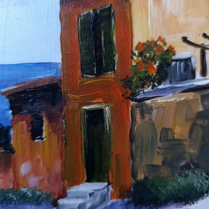 Mediterrán menedék című festmény - művészet - festmény - akril - Meska.hu