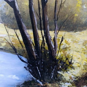 Csupasz ágak fénylő vizek felett című festmény - művészet - festmény - akril - Meska.hu