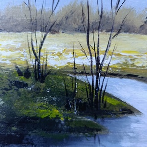 Csupasz ágak fénylő vizek felett című festmény - művészet - festmény - akril - Meska.hu