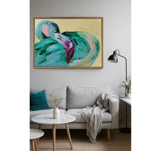 Flamingók, Művészet, Festmény, Olajfestmény, Festészet, MESKA