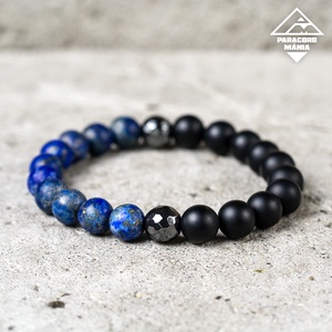 - Lápis lazuli - a harmónia karkötője / kék ásvány karkötő, fekete ásványkarkötő, gyöngy, gumis, női, férfi, unisex, Ékszer, Karkötő, Ásványkarkötő, Ékszerkészítés, Gyöngyfűzés, gyöngyhímzés, MESKA