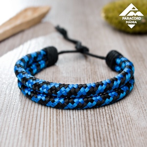 - Twin Cord - állítható méretű karkötő, Deep sea színváltozatban, Ékszer, Karkötő, Fonott karkötő, Csomózás, Ékszerkészítés, Meska
