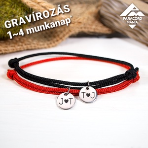 Gravírozható kör medálos páros karkötő, egyedi szöveggel, Expressz határidővel, választható színekben (2 db) gravírozott - ékszer - karkötő - névre szóló karkötő - Meska.hu