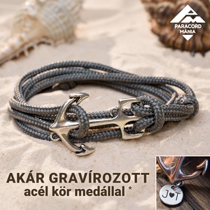 Horgonyos vitorlás karkötő maxi hosszban, akár gravírozott acél medállal (választható színben) - Meska.hu