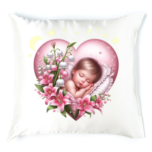 Virágos alvós babás párna 2, Baba - mama, Babaszoba dekoráció, Gyerek díszpárna, Festett tárgyak, MESKA