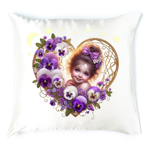 Virágos alvós babás párna 4, Baba - mama, Babaszoba dekoráció, Gyerek díszpárna, Festett tárgyak, MESKA