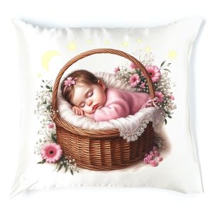 Virágos alvós babás párna 1, Baba - mama, Babaszoba dekoráció, Gyerek díszpárna, Festett tárgyak, MESKA