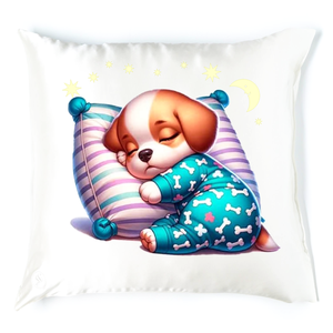 Alvós kutyás cicás párna 1, Baba - mama, Babaszoba dekoráció, Gyerek díszpárna, Festett tárgyak, MESKA