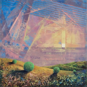 Időtlenség - Absztrakt tájkép, olajfestmény keretezve, akasztóval - azonnal falra akasztható., Művészet, Festmény, Olajfestmény, Festészet, MESKA