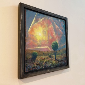 Fénykapu - Absztrakt tájkép, olajfestmény keretezve, akasztóval - azonnal falra akasztható. - művészet - festmény - olajfestmény - Meska.hu