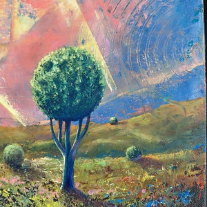 Fénykapu - Absztrakt tájkép, olajfestmény keretezve, akasztóval - azonnal falra akasztható. - művészet - festmény - olajfestmény - Meska.hu