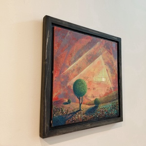 Rezgő horizont - Absztrakt tájkép, olajfestmény keretezve, akasztóval - azonnal falra akasztható. - művészet - festmény - olajfestmény - Meska.hu