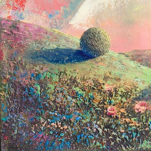 Vibráló csend - Absztrakt tájkép, olajfestmény keretezve, akasztóval - azonnal falra akasztható. - művészet - festmény - olajfestmény - Meska.hu