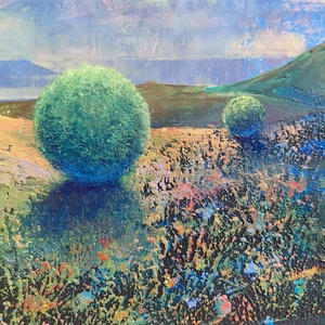 Lélekhorizont - Absztrakt tájkép, olajfestmény keretezve, akasztóval - azonnal falra akasztható. - művészet - festmény - olajfestmény - Meska.hu