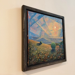 Lélekhorizont - Absztrakt tájkép, olajfestmény keretezve, akasztóval - azonnal falra akasztható. - művészet - festmény - olajfestmény - Meska.hu