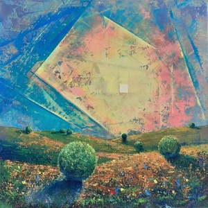 Lélekkapu - Absztrakt tájkép, olajfestmény keretezve, akasztóval - azonnal falra akasztható., Művészet, Festmény, Olajfestmény, Festészet, MESKA