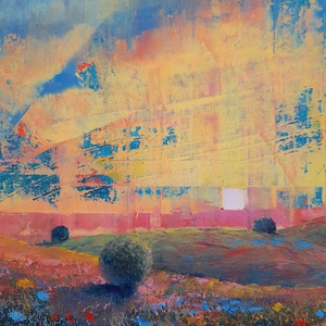 Alföld 1. - Absztrakt tájkép, olajfestmény keretezve, akasztóval - azonnal falra akasztható. - művészet - festmény - olajfestmény - Meska.hu