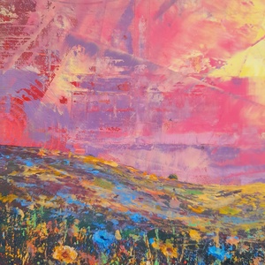 Alföld 2. - Absztrakt tájkép, olajfestmény keretezve, akasztóval - azonnal falra akasztható. - művészet - festmény - olajfestmény - Meska.hu