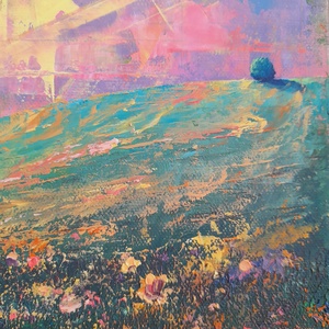 Alföld IV. - Absztrakt tájkép, olajfestmény keretezve, akasztóval - azonnal falra akasztható. - művészet - festmény - olajfestmény - Meska.hu