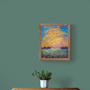 Magyar Alföld 1. : 3025 cm olajfestmény, spirituális hangulatú absztrakt tájkép, Művészet, Festmény, Olajfestmény, Festészet, MESKA