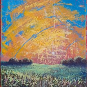 Magyar Alföld 1. : 3025 cm olajfestmény, spirituális hangulatú absztrakt tájkép - művészet - festmény - olajfestmény - Meska.hu