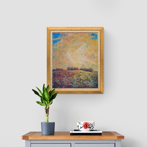 Magyar Alföld 2. : 3025 cm olajfestmény, spirituális hangulatú absztrakt tájkép, Művészet, Festmény, Olajfestmény, Festészet, MESKA