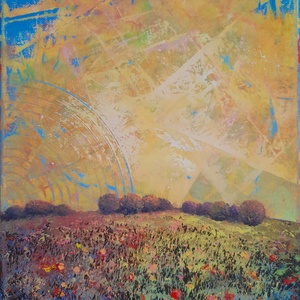 Magyar Alföld 2. : 3025 cm olajfestmény, spirituális hangulatú absztrakt tájkép - művészet - festmény - olajfestmény - Meska.hu