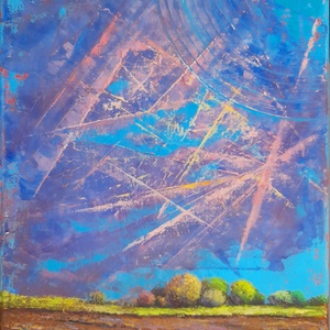 Magyar Alföld 4. : 3025 cm olajfestmény, spirituális hangulatú absztrakt tájkép - művészet - festmény - olajfestmény - Meska.hu