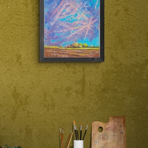 Magyar Alföld 4. : 3025 cm olajfestmény, spirituális hangulatú absztrakt tájkép, Művészet, Festmény, Olajfestmény, Festészet, MESKA