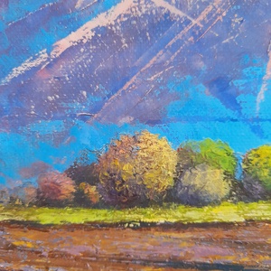 Magyar Alföld 4. : 3025 cm olajfestmény, spirituális hangulatú absztrakt tájkép - művészet - festmény - olajfestmény - Meska.hu