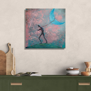 A hold megmentése - Eredeti, vastag festékrétegekkel texturált, absztrakt olajfestmény, Művészet, Festmény, Olajfestmény, Festészet, MESKA