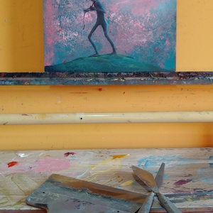 A hold megmentése - Eredeti, vastag festékrétegekkel texturált, absztrakt olajfestmény - művészet - festmény - olajfestmény - Meska.hu