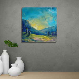 Fényhatár - Eredeti, texturált, absztrakt tájkép, olajfestmény, Művészet, Festmény, Olajfestmény, Festészet, MESKA