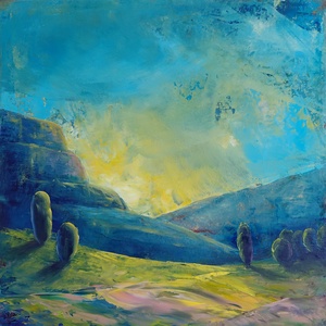 Fényhatár - Eredeti, texturált, absztrakt tájkép, olajfestmény - művészet - festmény - olajfestmény - Meska.hu