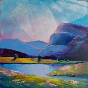 Csendes meder - Eredeti, texturált, absztrakt tájkép, olajfestmény - művészet - festmény - olajfestmény - Meska.hu