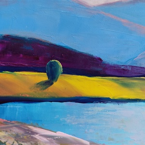 Csendes meder - Eredeti, texturált, absztrakt tájkép, olajfestmény - művészet - festmény - olajfestmény - Meska.hu