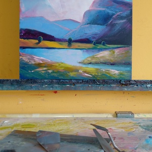 Csendes meder - Eredeti, texturált, absztrakt tájkép, olajfestmény - művészet - festmény - olajfestmény - Meska.hu