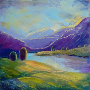 Csendes távolság - Eredeti, texturált, absztrakt tájkép, olajfestmény - művészet - festmény - olajfestmény - Meska.hu