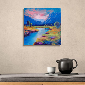 A nyugalom völgye - Eredeti, texturált, absztrakt tájkép, olajfestmény, Művészet, Festmény, Olajfestmény, Festészet, MESKA