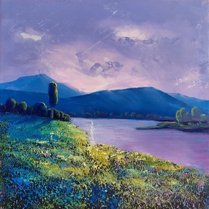 Hajnali nyugalom - Eredeti, texturált, absztrakt tájkép, olajfestmény - művészet - festmény - olajfestmény - Meska.hu