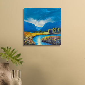 Nyári áramlás - Eredeti, texturált, absztrakt tájkép, olajfestmény, Művészet, Festmény, Olajfestmény, Festészet, MESKA