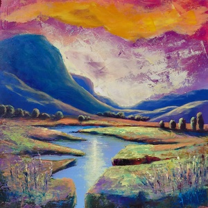 Út a fénybe - Eredeti, texturált, absztrakt tájkép, olajfestmény - művészet - festmény - olajfestmény - Meska.hu