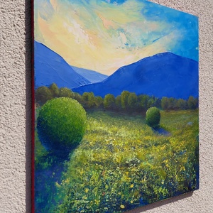 A nyár pereme - Eredeti, texturált, absztrakt tájkép, olajfestmény - művészet - festmény - olajfestmény - Meska.hu