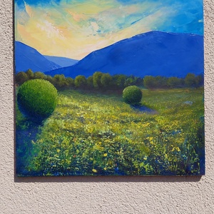 A nyár pereme - Eredeti, texturált, absztrakt tájkép, olajfestmény, Művészet, Festmény, Olajfestmény, Festészet, MESKA