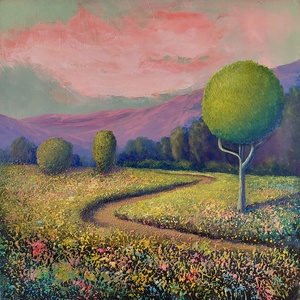 Hazaút - Eredeti, texturált, absztrakt tájkép, olajfestmény  - művészet - festmény - olajfestmény - Meska.hu