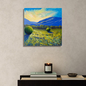 Aranymező - Eredeti, texturált, absztrakt tájkép, olajfestmény - Meska.hu