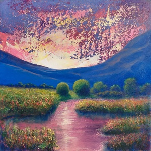 Csendes újrakezdés - Eredeti, texturált, absztrakt tájkép, olajfestmény - művészet - festmény - olajfestmény - Meska.hu